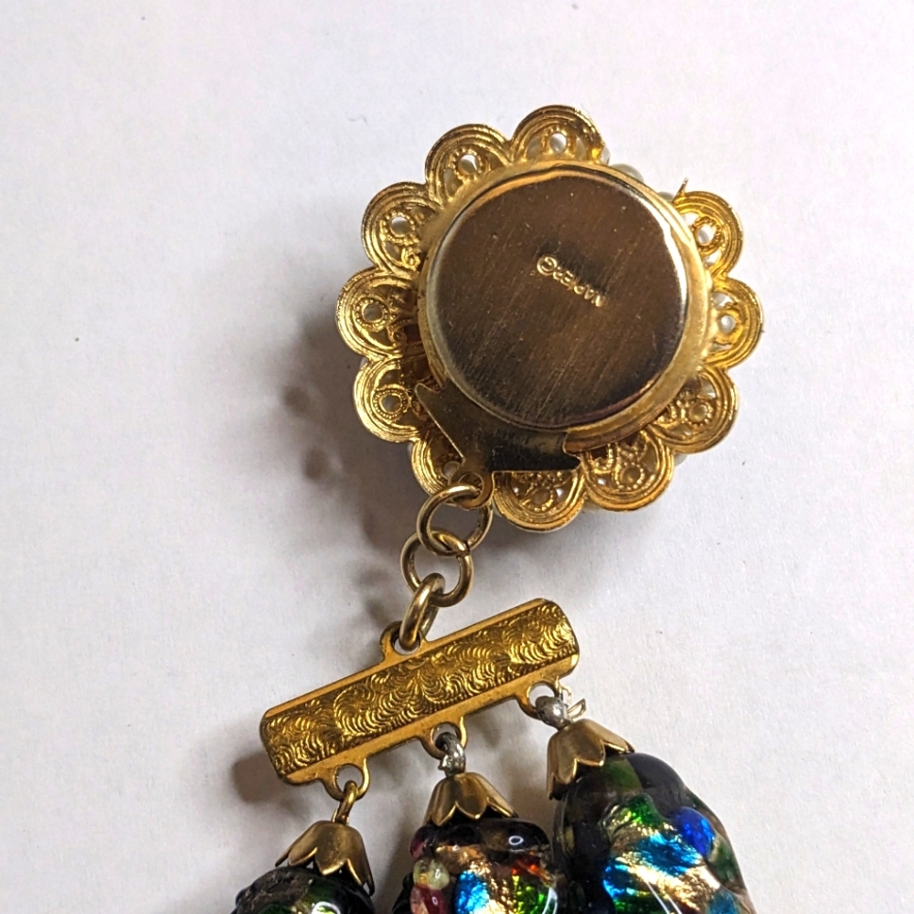 Vintage Napier Signed Beaded Bracelet – Foil Glass & Filigree Beads RARE - Picture 4 of 11